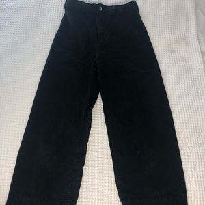 Washed-Out Black Wide Leg Cropped Pant